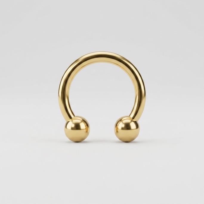 PIERCING FERRADURA LISO 8MM/10MM- BANHADO A OURO 18K