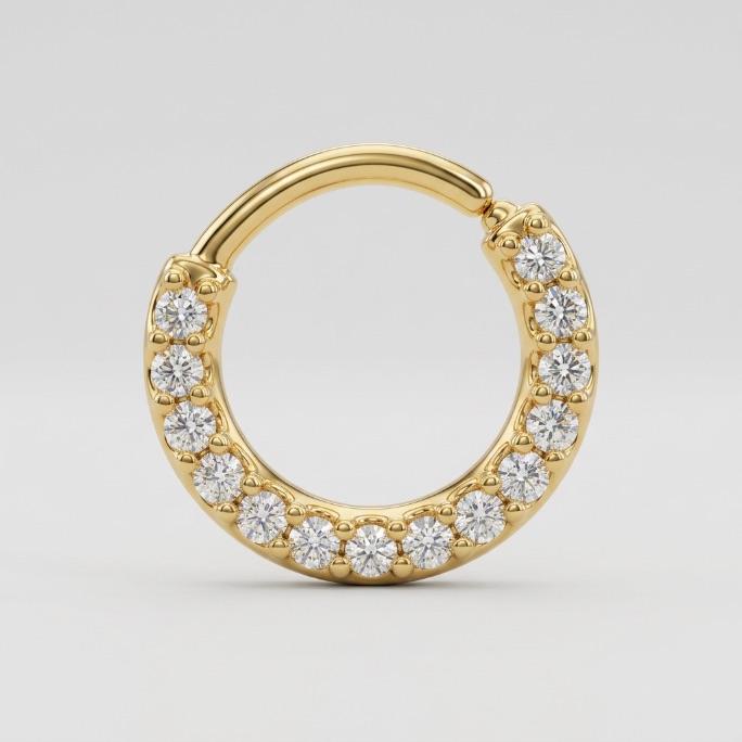 PIERCING SEPTO ZIRCONIA - BANHADO A OURO 18K