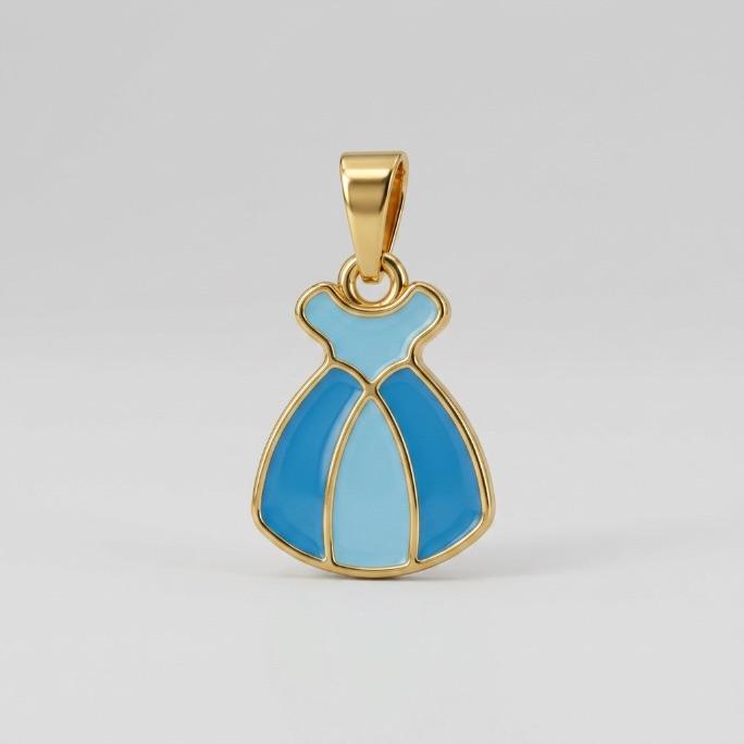 PINGENTE VESTIDO PRINCESA AZUL - BANHADO A OURO 18K