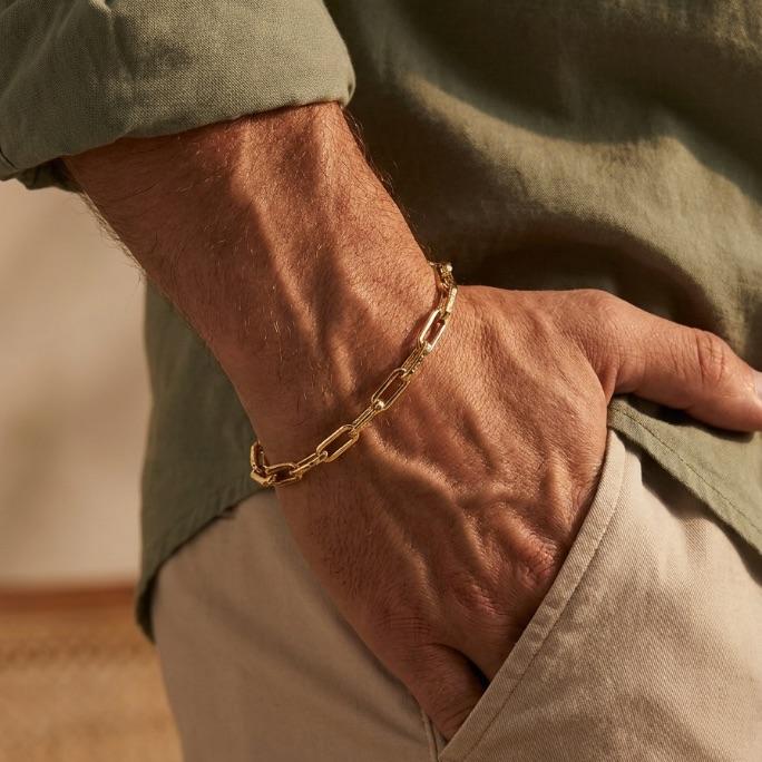 PULSEIRA MASCULINA CARTHIE MÉDIO COM FECHO MOSQUETÃO -  BANHADO A OURO 18K