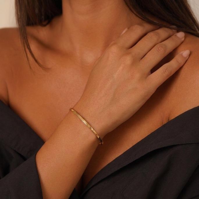 PULSEIRA RABO DE RATO FINA LISO E EXTENSOR - BANHADO A OURO 18K