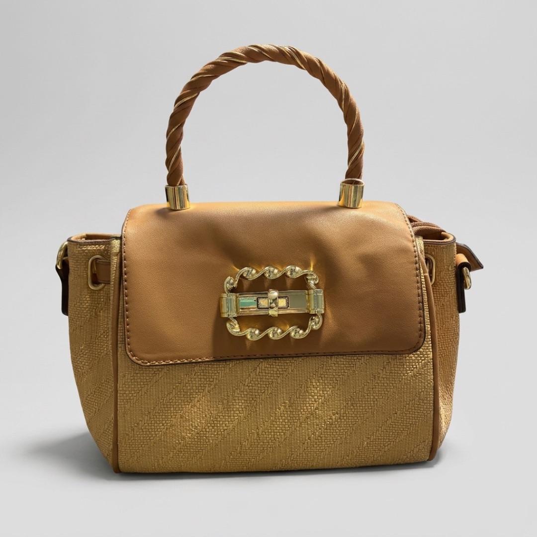 BOLSA TECIDO TIPO PALHA ALÇA TRANÇADA DE MÃO + ALÇA REMOVIVEL CHENSON