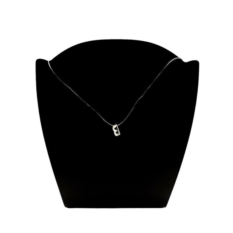 CORRENTE FIO DE SILICONE COM PINGENTE  INCIAL B SIMPLES - BANHADO A PRATA 925