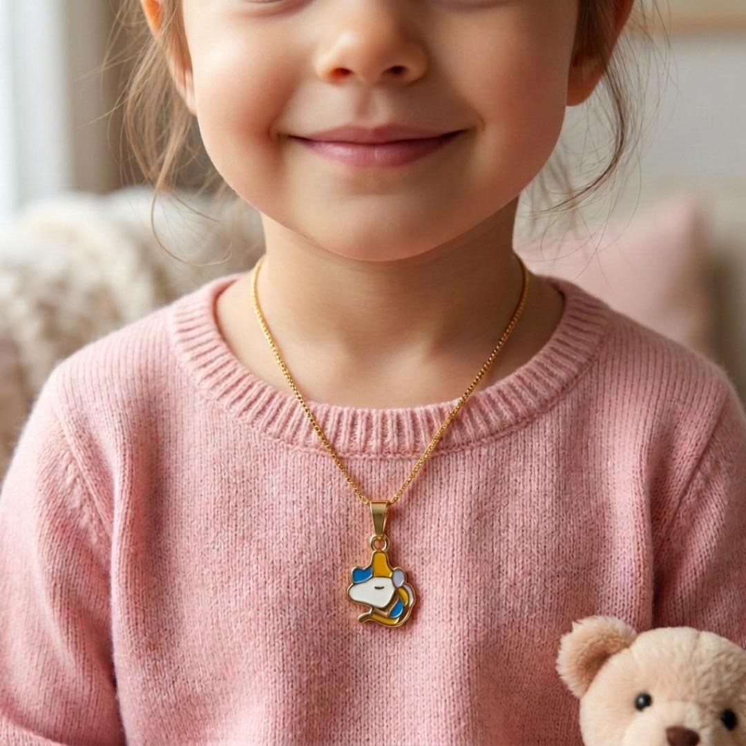 CORRENTE INFANTIL 45CM UNICÓRNIO RESINADO - BANHADO A OURO 18K