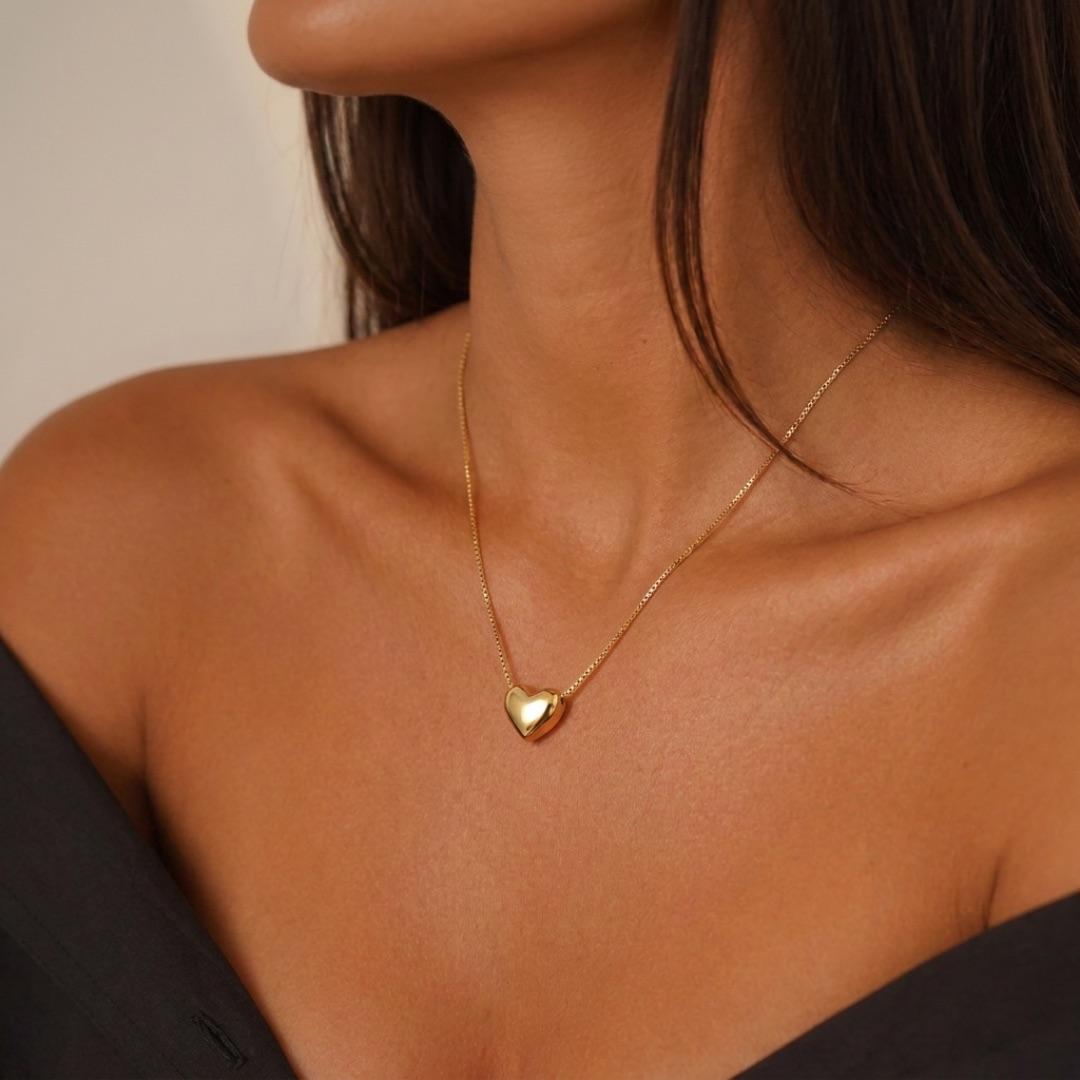 CORRENTE VENEZIANA COM CORAÇÃO LISO - BANHADO A OURO 18K