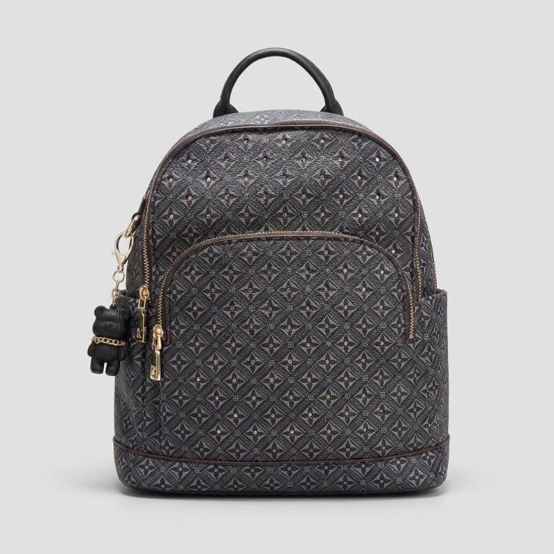 MOCHILA PRETO COM BRILHO  MONOGRAMA  +  CHAVEIRO USO CHENSON