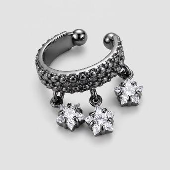 PIERCING FAKE ESTRELAS PENDURADAS ZIRCONIA - BANHADO A RÓDIO NEGRO