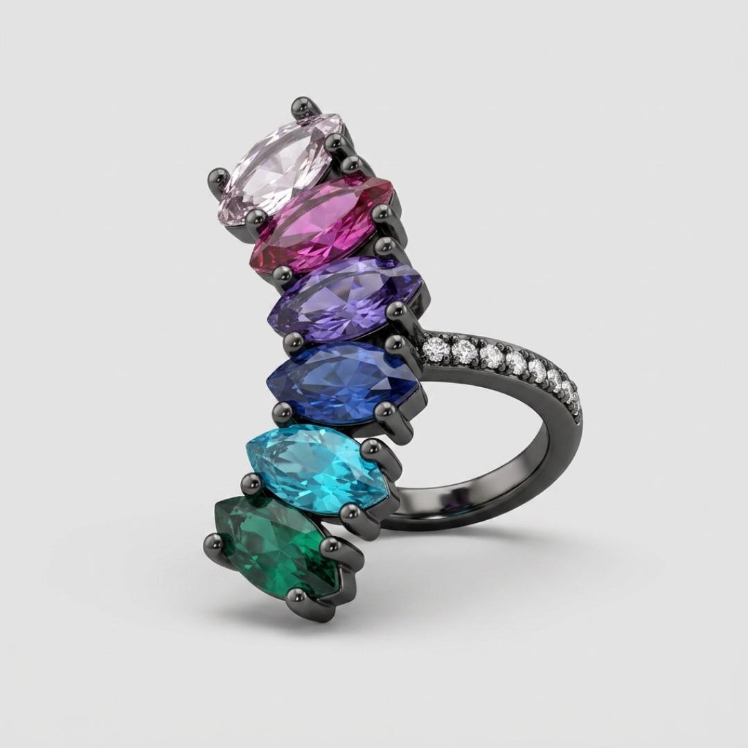 PIERCING FAKE ZIRCONIA COLORS- BANHADO A RÓDIO NEGRO