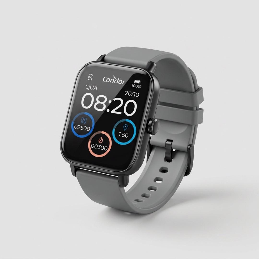 RÉLOGIO SMART WATCH PRETO COM PULSEIRA CHUMBO