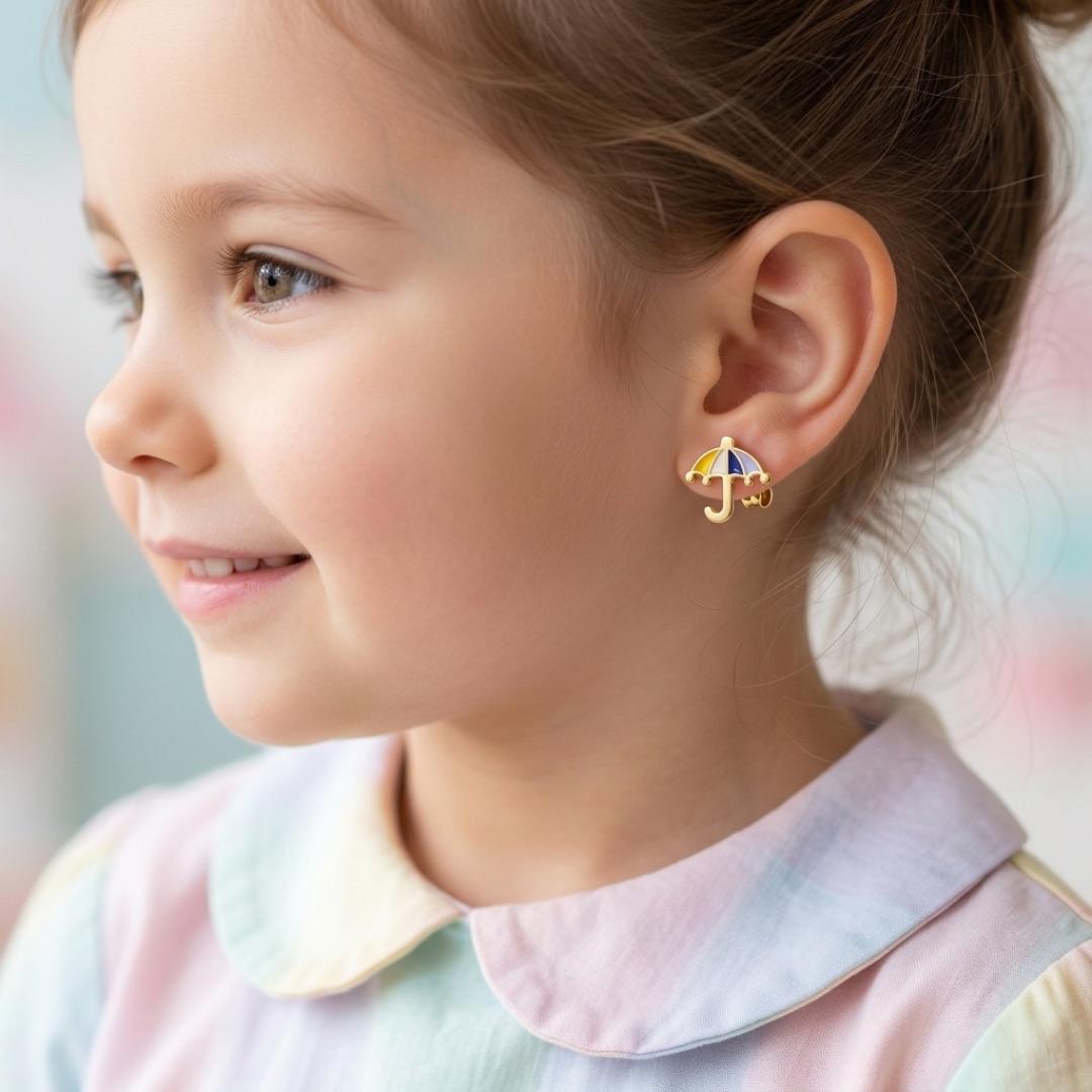 BRINCO INFANTIL GUARDA-CHUVA RESINADO  -BANHADO A OURO 18K