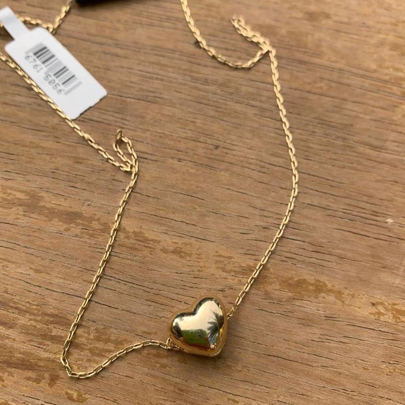 CORRENTE CARTHIE EXTRA FINO COM PINGENTE  CORAÇÃO LISO REMOVÍVEL  - BANHADO A OURO 18K