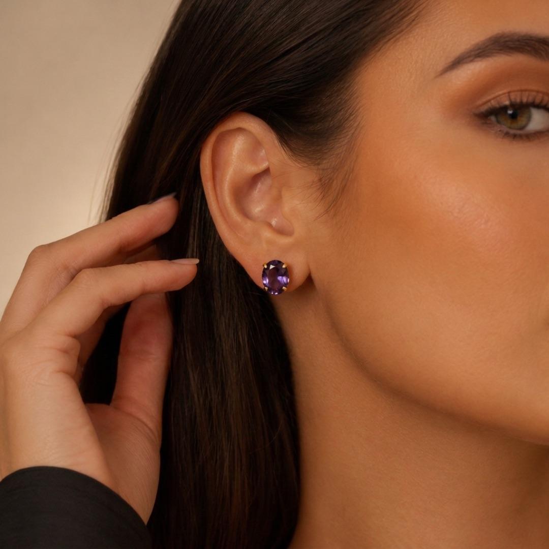 BRINCO PINO COM ZIRCÔNIA EXTRA GRANDE LILÁS- BANHADO A OURO 18K